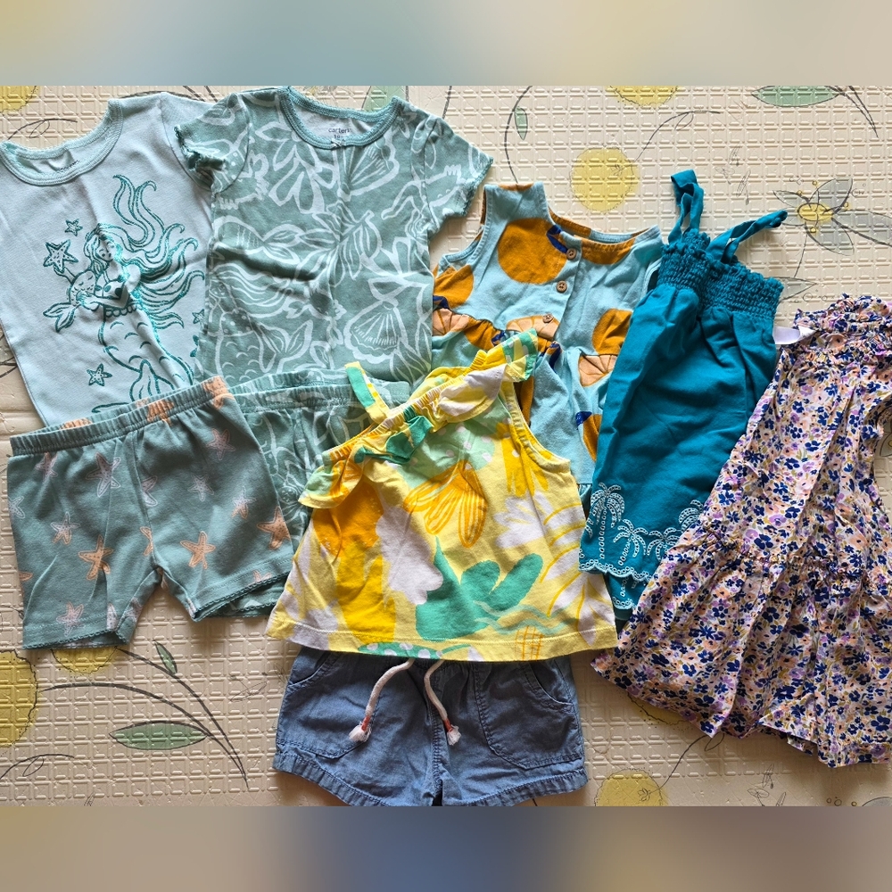 Baby Girl 18M Clothing Bundle Summer Dresses Pajamas Outfit Set Floral Beach Lot
